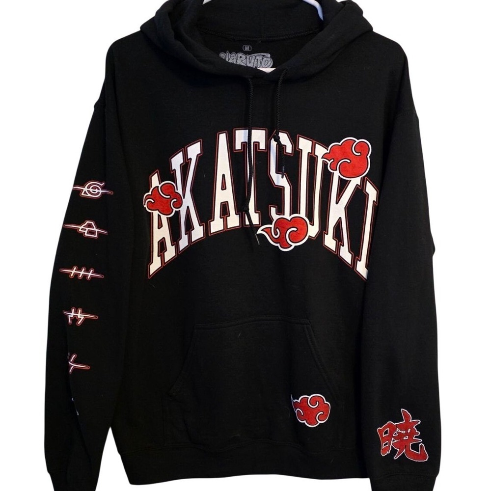 Naruto Shippuden Akatsuki‎ Hoodie Black Graphic Anime Japanese Streetwear SIZE M